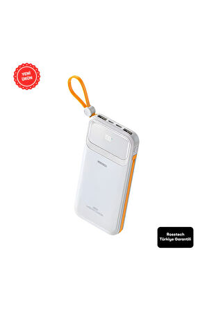 Rs-500 20.000mah 22.5W PD Powerbank Dijital Ekranlı 6 Portlu Dahili Çift Kablolu