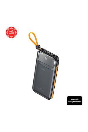 Rs-500 20.000mah 22.5W PD Powerbank Dijital Ekranlı 6 Portlu Dahili Çift Kablolu