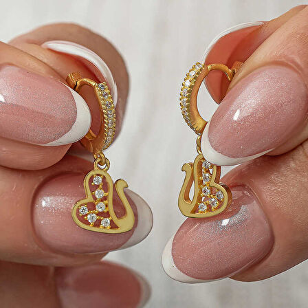 Himarry Gümüş Sallantılı Gold Kuğu Kadın Küpe