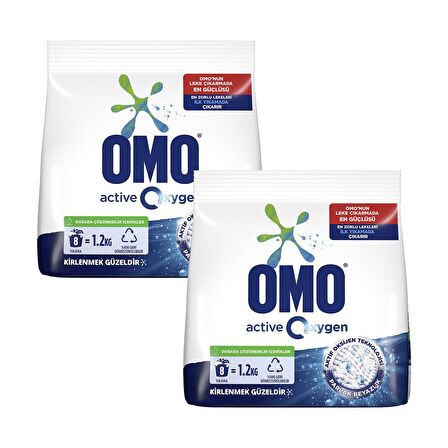 Omo Matik Active Oxygen Toz Deterjan 1,2 Kg x 2 Adet