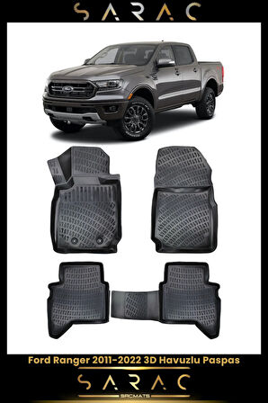 Ford Ranger 2014 Model Araca Özel 3d Havuzlu Paspas