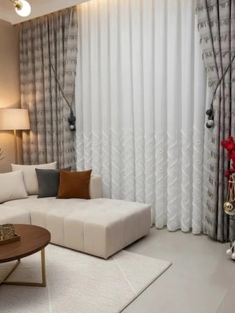NİVEMESHOME SEDEF 1-094P YARI DESEN EKRU  1/3 PİLELİ TÜL PERDE