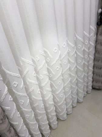 NİVEMESHOME SEDEF 1-094P YARI DESEN EKRU  1/3 PİLELİ TÜL PERDE