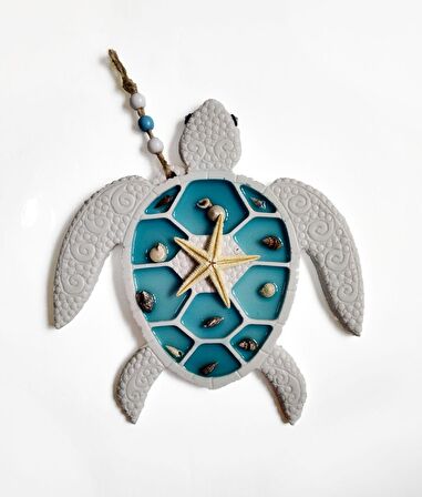 Dekoratif Üçlü Beyaz Deniz Kaplumbağası Duvar Süsü Epoksi Set