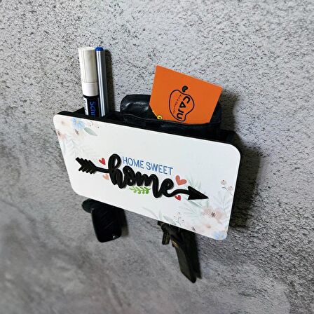 CajuArt Home Yazılı Dekoratif Bölmeli Anahtarlık Duvar Askılık Dekor