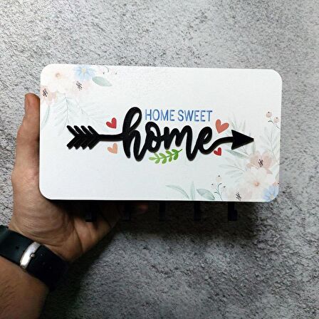 CajuArt Home Yazılı Dekoratif Bölmeli Anahtarlık Duvar Askılık Dekor