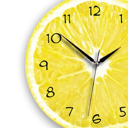 CajuArt Dekoratif Ahşap Limon İçi Canlı Yuvarlak Mutfak Duvar Saati