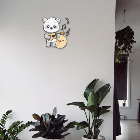 CajuArt Dekoratif Sevimli Koala Çocuk Odası Ahşap Duvar Saati Süs