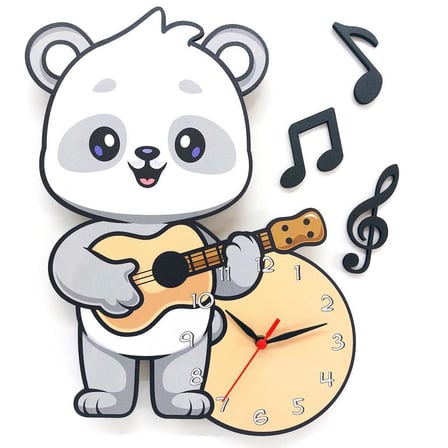 CajuArt Dekoratif Sevimli Koala Çocuk Odası Ahşap Duvar Saati Süs