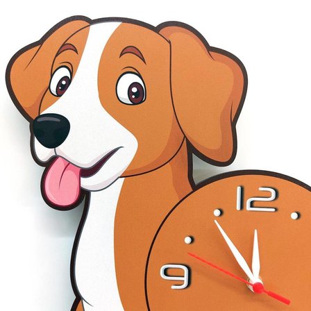 CajuArt Sevimli Kahverengi Köpek Çocuk Odası Duvar Saati Dekor 