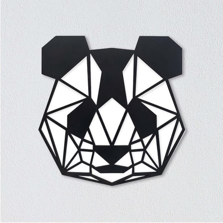 CajuArt Dekoratif Geometrik 45 cm Panda Ahşap Tablo Duvar Dekoru 
