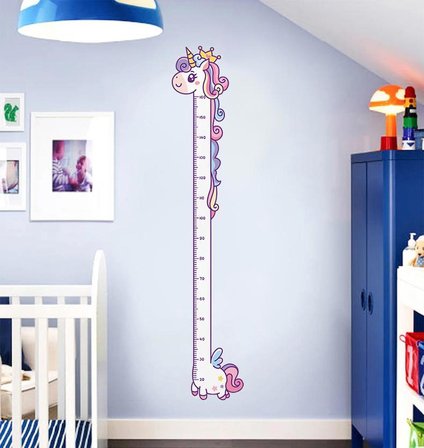 CajuArt Sevimli Unicorn Ahşap Kaliteli Çocuk Odası Boy Ölçer Dekor