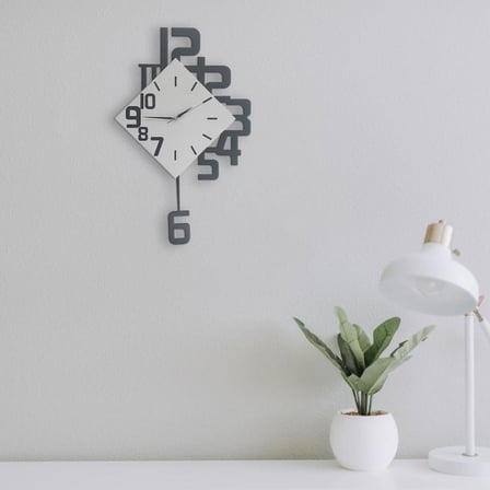 CajuArt Modern Büyük Boy Geometrik Sallanan Sarkaçlı Ev Ofis Duvar Saati 