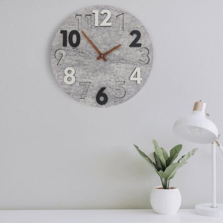 CajuArt Modern Yuvarlak Siyah Beyaz Kabartma 40 cm Duvar Saati 