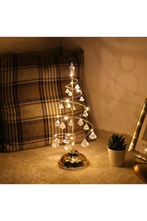 Yapay Kristal Elmaslı Led Işıklı Yılbaşı Ağacı Noel Süs Dekor