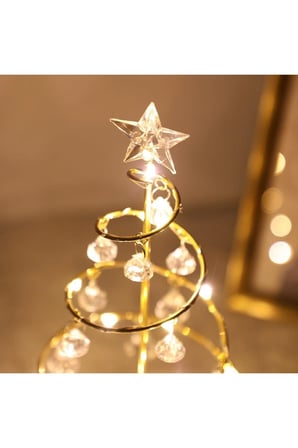 Yapay Kristal Elmaslı Led Işıklı Yılbaşı Ağacı Noel Süs Dekor
