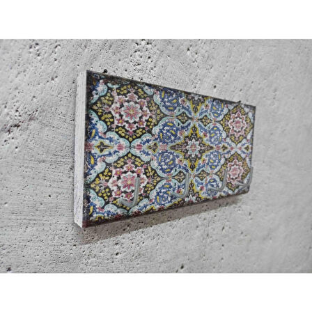 Dekoratif Ahşap Anahtarlık Askılık Çini Fayans Desenli