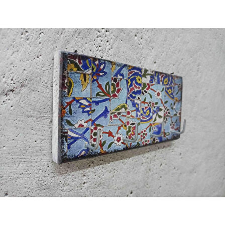Dekoratif Ahşap Anahtarlık Askılık Çiçek Motif Döşeme