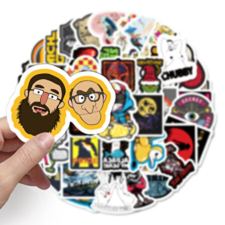 50 Adet Tekrarsız Film Karışık Retro Pvc Sticker Süs 012