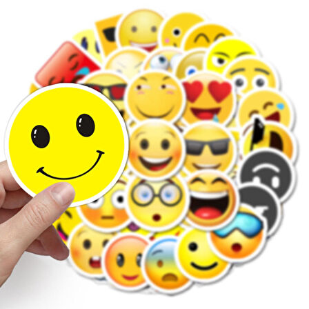 50 Adet Tekrarsız Emojiler Kalite Pvc Sticker Süs 07