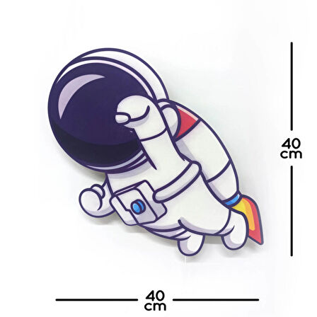 Kahraman Astronot Ahşap Işıklı Çocuk Odası Duvar Tablosu