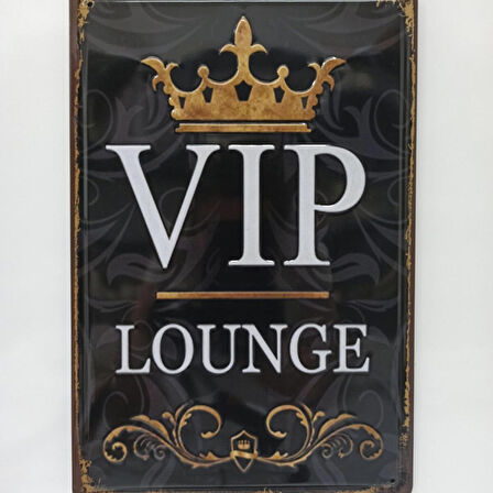 Vıp Lounge Retro Metal Plaka 20x30 Cm Metal Tablo