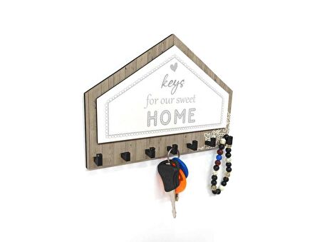 CajuArt Gri Kahverengi Üçgen Keys For Home Askı Anahtarlık Dekor