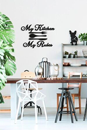 Dekoratif My Kitchen My Rules Mutfak Duvar Dekoru Tablo