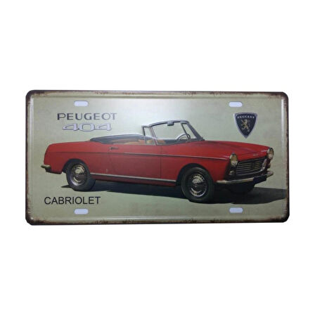 Dekoratif Peugeot 404 Nostaljik Metal Plaka 15x30 Cm Tablo