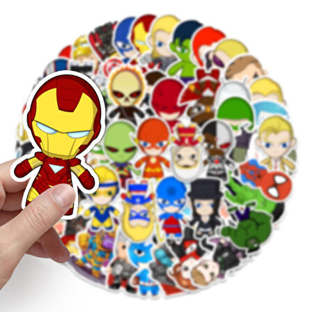 50 Adet Tekrarsız Anime Kahraman Kalite Pvc Sticker 03