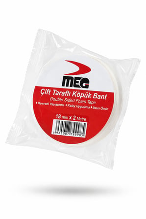 Çift Taraflı Köpük Bant 18 mm x 2 Metre Güçlü Yapışkanlı Çift Taraflı Montaj Bandı Duvar Tablo Ayna Sabitleme Bandı - 5 Adet