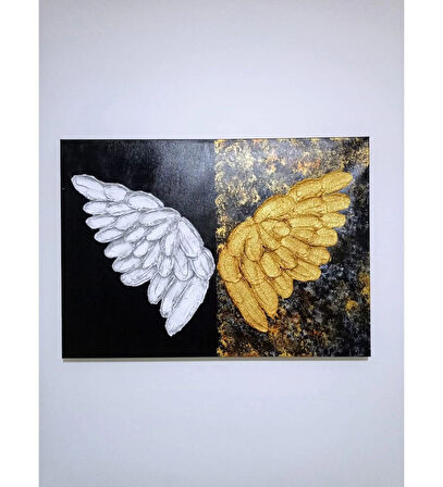 El Yapımı Melek Kanatlı Rölyef Tablo 50x70