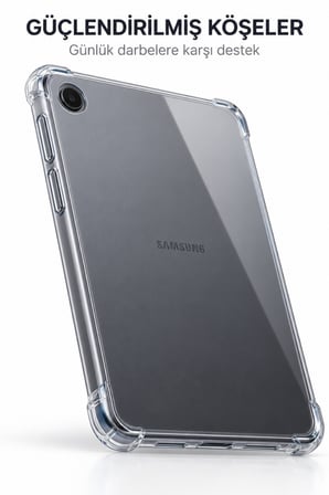 Samsung Galaxy Tab A11 8.7 İnç Şeffaf Antişok Tablet Kılıfı – SM-X130 / SM-X135 Darbe Emici Köşe Korumalı Esnek Kılıf
