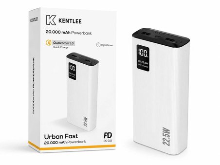20000mAh PowerBank PD 22.5W Hızlı Şarj - Dijital Ekranlı - Taşınabilir Şarj Cihazı - Beyaz 