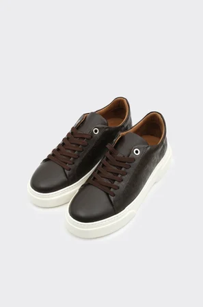 Hakiki Deri Desenli Kadın Sneaker