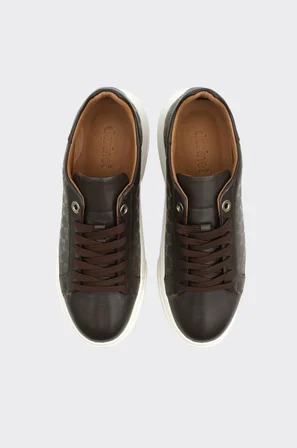 Hakiki Deri Desenli Kadın Sneaker