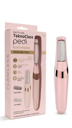 TeknoClass Pedi Elektrikli Topuk Törpüsü – Şarjlı Ayak Törpü Makinesi ve Çift Başlıklı Nasır Temizleyici