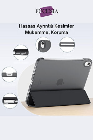 iPad Air 11 2025 M3 Çip Uyumlu Katlanabilir Standlı Smart Cover Fuchsia Tablet Kılıfı