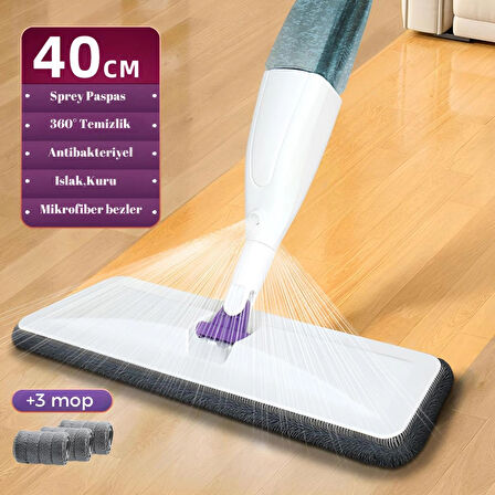 Sprey Mop 3 Adet Mikrofiber Mop Paspas Su Deterjan Püskürtmeli Temizlik Seti