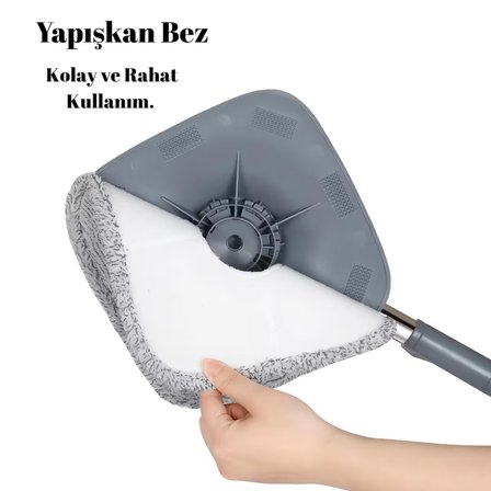 4 Mikrofiber Bezli Temiz Su Ile Kirli Su Ayıran Otomatik Temizlik Seti Mop