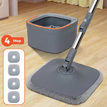 4 Mikrofiber Bezli Temiz Su Ile Kirli Su Ayıran Otomatik Temizlik Seti Mop