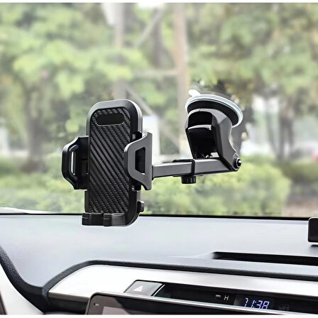 Araç İçi Uzayabilen Ayarlanabilir Vantuzlu Telefon Tutucu Cam ve Torpido İçin