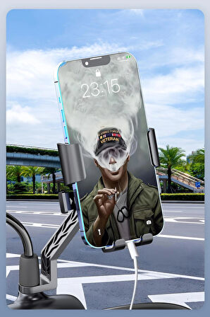 Bisiklet Scooter Motosiklet Otomatik Tuşlu Motosiklet Ayna Bağlantılı Telefon Tutucu