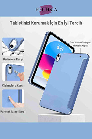 Fuchsia Honor Pad V9 Uyumlu 11.5 inç Kalem Bölmeli Trifolding Tablet Kılıfı