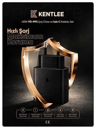 Samsung S22-S23-S24-S25-S26 Uyumlu 45W USB-C Şarj Seti Aleti Cihazı Adaptörü 5A Kablo 