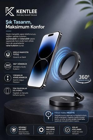 Yüksek Kaliteli Magsafe Telefon Tutucu Ayarlanabilir 360° Dönen Güçlü Manyetik Tutucu JO-AT113