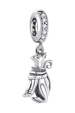 Antik Mısır Sfenks Kedi Charm | 925 Ayar Gümüş