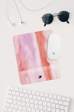 Açık Pembe Desenli Bilek Destekli Dikdörtgen Mouse Pad Mouse Altlığı