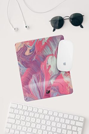 Pembe Desenli Bilek Destekli Dikdörtgen Mouse Pad Mouse Altlığı