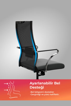 ErgoLife Sit Air 24/7 B2-281K - Yükseklik Ayarlı, Fileli, Krom, Toplantı, Ofis, Bilgisayar Sandalyesi - 696.5D.1.2A2